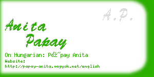 anita papay business card